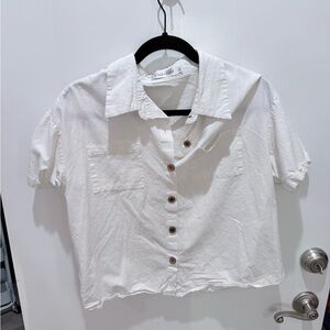 White Short Sleeve Button-Up Shirt